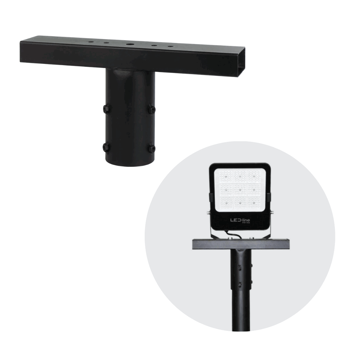 Projektør monteringsbeslag til mast - Sort